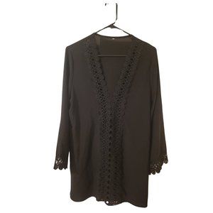 Black Long Sleeve Swimsuit Coverup Size Medium